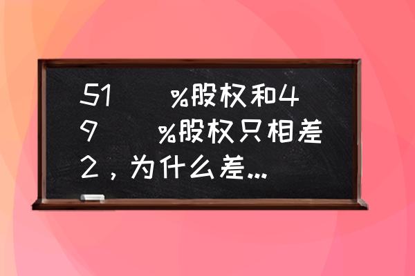 股份占比51和49意味着什么 51\\%股权和49\\%股权只相差2，为什么差别这么大呢?如果都是50\\%主权是谁？