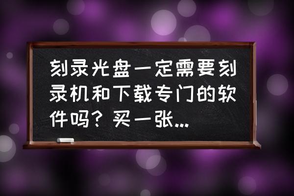 刻文件到光盘里必须要有刻录机吗 刻录光盘一定需要刻录机和下载专门的软件吗？买一张空白光盘后具体要怎么操作？