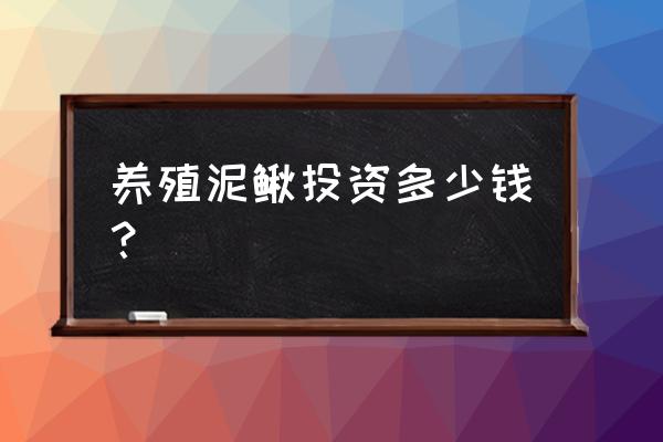 养殖泥鳅池投资多少钱 养殖泥鳅投资多少钱？