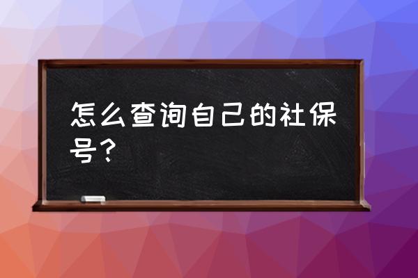 怎么查自己的社保个人代码 怎么查询自己的社保号？