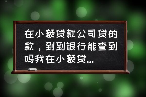 小贷银行能查到吗 在小额贷款公司贷的款，到到银行能查到吗我在小额贷款公司贷贷过款吗？