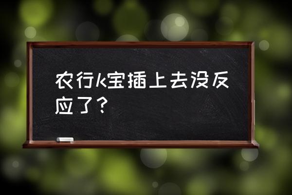 银行k宝开不了机怎么办 农行k宝插上去没反应了？