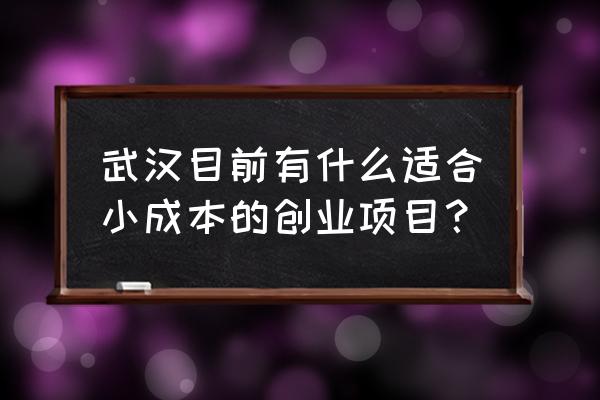 小成本创业项目哪里找 武汉目前有什么适合小成本的创业项目？