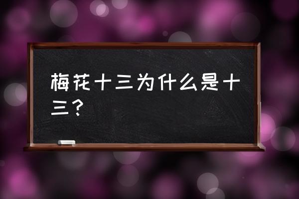 梅花十三穿的是丝袜还是靴子 梅花十三为什么是十三？