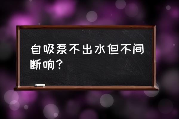 柴油机自吸泵不出水是啥问题 自吸泵不出水但不间断响？